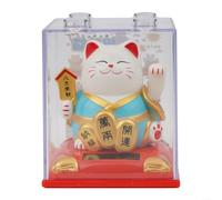Gatto portafortuna a energia solare, decorazione automatica per casa, ufficio, auto, con conversione di energia luminosa ecologica (blu)