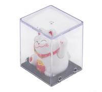 Gatto portafortuna a energia solare, ornamento per auto, casa e ufficio, materiale ABS, simpatico design a cartoni animati, bianco/nero/oro (1 pezzo) (bianco)