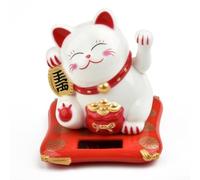 Gatto portafortuna a energia solare stravagante per decorazione auto, stile giapponese con movimento continuo (bianco)