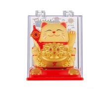 Gatto portafortuna che sventola automatico a energia solare, decorazione per auto, ufficio e casa, piena di gioia (giallo)
