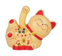 Gatto portafortuna decorativo a energia solare, per attirare ricchezza e fortuna nelle imprese (giallo)