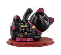 Gatto portafortuna decorativo a energia solare per attirare ricchezza e fortuna nelle imprese (nero)