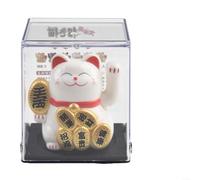 Gatto portafortuna Feng Shui per auto e casa con bracci oscillanti solari, plastica e componenti elettronici utilizzati per scopi decorativi (nero)