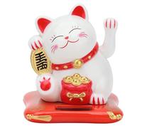 Gatto Portafortuna, Maneki Neko Gatto Che Saluta Gatto Fortunato Giapponese Bianco con Braccio Che Agita Gatto della Fortuna Ad Energia Solare Buona Fortuna Ricchezza Gatto di Benvenuto(Bianco)