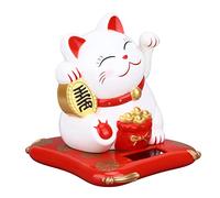 Gatto Portafortuna Solare, Simpatico Gatto della Fortuna Che Saluta la Ricchezza con Sensore di Energia Luminosa, per Ristorante in Casa o in Ufficio (WHITE)