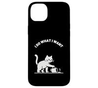 Gatto provocatorio gocce bevande, divertente linea minimalista illustrazione Custodia per iPhone 14 Plus