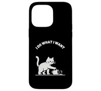 Gatto provocatorio gocce bevande, divertente linea minimalista illustrazione Custodia per iPhone 14 Pro Max