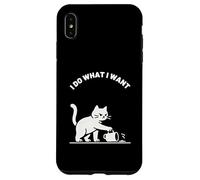 Gatto provocatorio gocce bevande, divertente linea minimalista illustrazione Custodia per iPhone XS Max