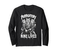 Gatto Punk Heavy Metal Band Purrgatory Nine Lives Musica Gatti Maglia a Manica