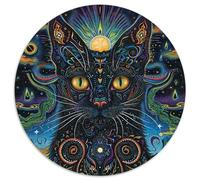 Gatto Puzzle 1000 Pezzi Misterioso Fantasy Cielo stellato Rotondo Puzzle Gioco Casuale Arte Decorazione Moderna per Tutta La Famiglia 1000pcs (67,5x67,5cm)