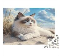 gatto Ragdoll Puzzle Impossibili 1000 Pezzi Spiaggia del cielo nuvoloso Decorazione Per La Casa. Rilassamento E Intelligence Per Adulti E Ragazzi Da 14 Anni 1000pcs (75x50cm)