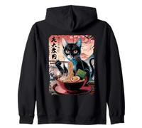 Gatto Ramen Anime Sakura Tramonto Giappone Felpa con Cappuccio