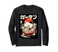 Gatto Ramen Estetico Giapponese Ukiyo-e Artwork Neko Anime Cat Maglia a Manica