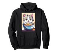 Gatto Ramen Giapponese Divertente Carino Anime Kawaii Felpa con Cappuccio