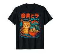 Gatto Ramen Giapponese Stile Vintage Noodle Art Carino Animale Maglietta