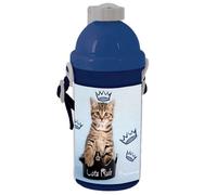 Gatto Reale Borraccia 500ml con Cannuccia Cordino Bambini Scuola Tempo Libero