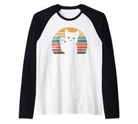 Gatto Retro Style Vintage Black Kitty Cat Maglia con Maniche Raglan