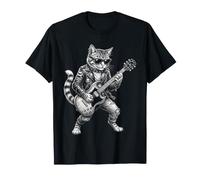 Gatto Ribelle Musicista Rock con Occhiali da Sole Maglietta