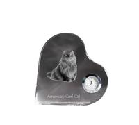 Gatto riccio americano orologio a forma di cuore con un gatto Art-Dog