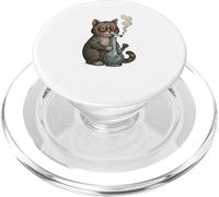 Gatto rilassante con bong divertente stile fumetto PopSockets PopGrip per MagSafe