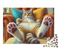 Gatto Rilassato in Casa Puzzle 1000 Pezzi Puzzle per Adulti Carta Gioco di Puzzle 1000 Pezzi Soggiorno Relax Regalo Decorazione 70x50cm/1000pcs