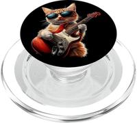 Gatto Rock Con Chitarra E Occhiali Da Sole Gatti Musica PopSockets PopGrip per MagSafe
