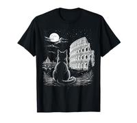 Gatto Roma Colosseo Luna Piena San Pietro Basilica Notte Maglietta