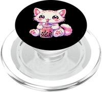 Gatto Rosa Carino Kawaii Anime Bere Bubble Tea Ragazze PopSockets PopGrip per MagSafe