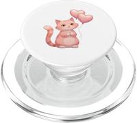 Gatto Rosa con Palloncini a Cuore - Stile Kawaii PopSockets PopGrip per MagSafe