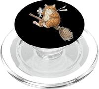 Gatto Rosso che Vola su Scopa con Pesce PopSockets PopGrip per MagSafe