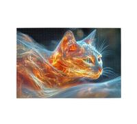 Gatto rosso e blu 1000 pezzi puzzle per adulti puzzle di legno per adulti regali decorazione domestica