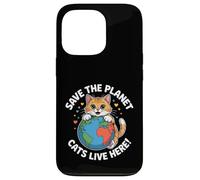 Gatto Salva il Pianeta Natura Terra Kitty Eco Consapevolezza del clima Custodia per iPhone 13 Pro