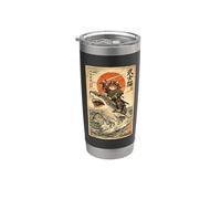 Gatto samurai che cavalca uno squalo | Ukiyo-e Art, Samurai Cat Bicchiere termico in acciaio inox doppia parete