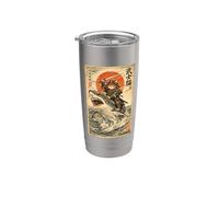 Gatto samurai che cavalca uno squalo | Ukiyo-e Art, Samurai Cat Bicchiere termico in acciaio inox doppia parete