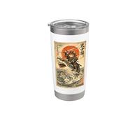 Gatto samurai che cavalca uno squalo | Ukiyo-e Art, Samurai Cat Bicchiere termico in acciaio inox doppia parete