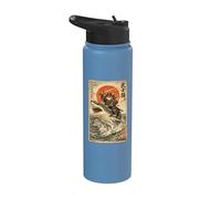 Gatto samurai che cavalca uno squalo | Ukiyo-e Art, Samurai Cat Stainless Steel Insulated Water Bottle