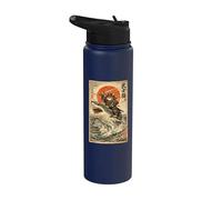 Gatto samurai che cavalca uno squalo | Ukiyo-e Art, Samurai Cat Stainless Steel Insulated Water Bottle