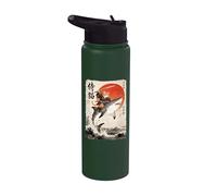 Gatto samurai che cavalca uno squalo | Ukiyo-e Art Stainless Steel Insulated Water Bottle