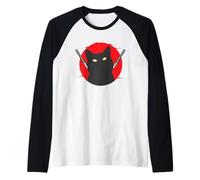 Gatto Samurai con Coppia di Spade Maglia con Maniche Raglan