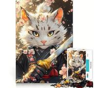 Gatto Samurai della Savana con Spada - Puzzle da 1000 pezzi per ragazzi - Gioco di puzzle per stimolare la creatività e il divertimento - Ritagli precisi - Oggetto da collezione (38x26cm)