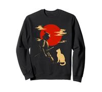 Gatto Samurai, Design Vintage Giapponese del sol Levante Felpa