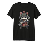 Gatto Samurai Giapponese, Guerriero, Anime e Kawaii, Gattino Ninja Maglietta Premium