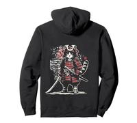 Gatto Samurai Giapponese Guerriero Katana Ronin Ninja Anime Felpa con Cappuccio