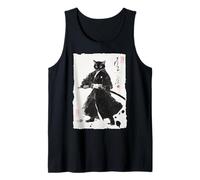 Gatto Samurai Giapponese Sumi-e Pittura Katana Art Canotta