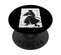 Gatto Samurai giapponese Sumi-e pittura Katana Art PopSockets PopGrip Adesivo
