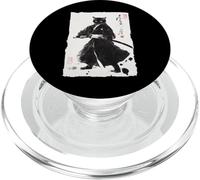 Gatto Samurai giapponese Sumi-e pittura Katana Art PopSockets PopGrip per MagSafe