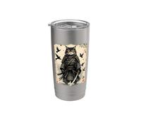 Gatto Samurai, Guerriero Giapponese | Anime Vintage & Samurai Art Bicchiere termico in acciaio inox doppia parete