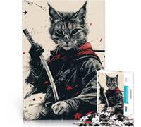 gatto samurai in stile giapponese Puzzle da 2000 pezzi per adulti giochi divertenti per famiglie con pezzi completamente interconnessi di forma casuale 70x100cm