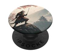 Gatto Samurai nobile con Katana Tra Petali PopSockets PopGrip Adesivo