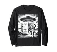 Gatto San Francisco UFO Golden Gate Bridge Alieno Gattino Maglia a Manica